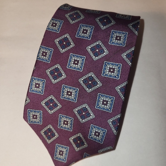 Givenchy Monsieur Silk Tie‎ Purple Silver Blue - Picture 8 of 8